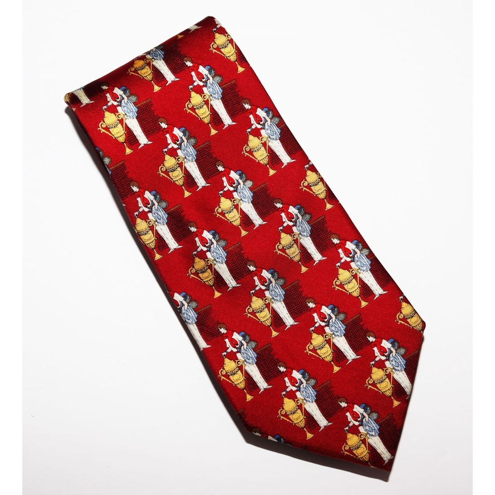 Salvatore Ferragamo Geometric Trophies 100% Silk Tie Necktie Made in Italy